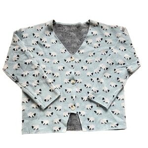 Baby Blue Sheep Print Cardigan